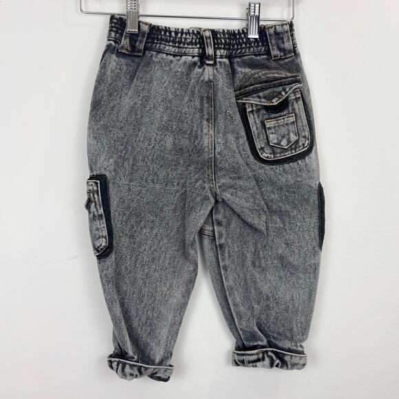 90's vintage cargo jeans boys 2T charcoal gray/black - Picture 2 of 7